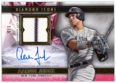 Aaron Judge 2019 Topps Diamond Icons Game-Used Jersey Auto Card #SPA-AJ 5/5 - Image 1 of 2
