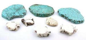 1/4 Pfund 9/10 bis 2 3/10 Zoll flaches Nugget Magnesit blau und Büffel türkis  - Bild 1 von 2