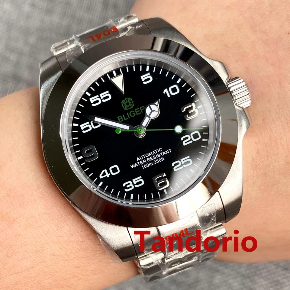 Bliger 39mm Green Dial Sapphire Crystal Luminous Index NH35A Automatic Men Watch
