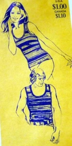 *LOVELY VTG 1970s LADIES' & MENS' Tank Tops Sewing Pattern Bust 28-46 UNCUT - Picture 1 of 1