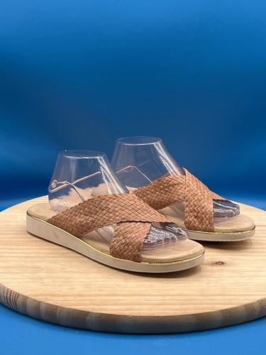 VANS VAN ELI sandalo slide donna taglia 10 pelle marrone tessuto slip on comodo