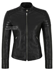 Ladies Black Biker Leather Jacket Soft Lambskin Classic Casual Style 2028 - Picture 1 of 5