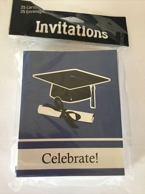 School Colors Graduation Party Invites - 25 pack, true blue - Image 1 of 2