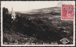 F-EX32238 KOLUMBIEN 1950? POSTKARTE MONTSERRAT KIRCHE BOGOTA NACH SPANIEN. - Bild 1 von 2