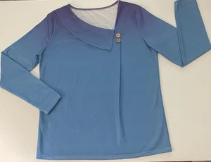 Women's M Long Sleeve Angled Lapel Top Purple/Blue Ombre very Soft fabric - Picture 1 of 2