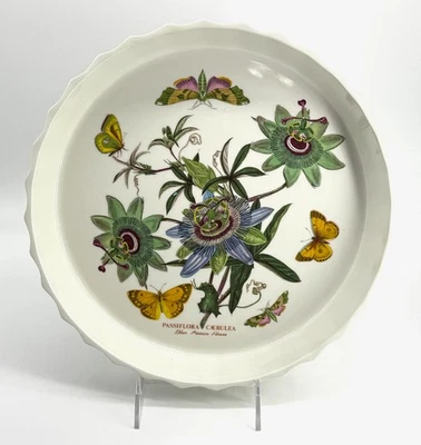 Portmeirion Botánico Quiche Flan Plato Tarta Azul Flor de la Pasión 11" Horno a Mesa Foto 1 de 4