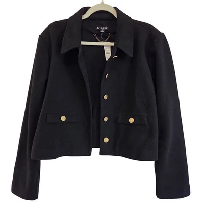 J. Crew Black Cropped Lady Jacket Wool Blend Double Breasted Womens XL - Image 1 of 4