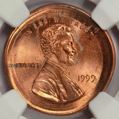 1999 NGC MS65RD  Multistruck Broadstruck Lincoln Cent Mint Error Two Profiles - Image 1 of 4