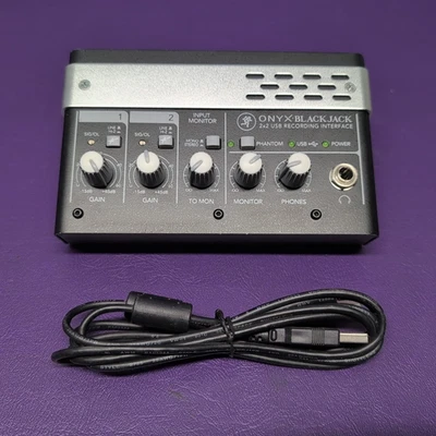 Mackie Onyx Blackjack 2x2 USB Audio Interface Mic Preamps 24-bit/48kHz w/ Cable - Image 1 of 4