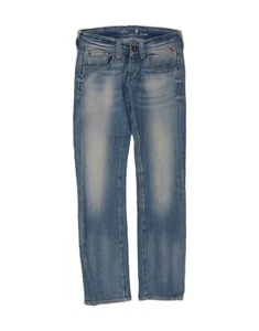 REPLAY Womens Relaxed Fit Straight Jeans W28 L32 Blue Cotton CQ76 - Picture 1 of 6