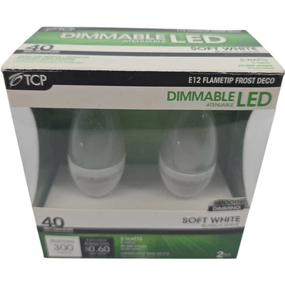 TCP Dimmable LED 40W E12 Flametip Frost Deco Soft White 2-Pack RLDCF5W27KF2 - Image 1 of 4