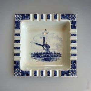 KLM Delft Blue Ceramic Ashtray Windmill Scene Handpainted Vintage - Picture 1 of 4