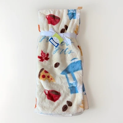 JAY FRANCO AND SONS, INC. Gilmore Girls Blanket Icons Stars Hollow Faux Fur Plush Throw 50x70 Viral Coffee