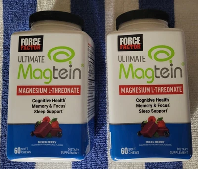 2x Ultimate Magtein Magnesium L-Threonate Mixed Berry 60 Soft Chews ea. Exp.3/27 - Imagem 1 de 4