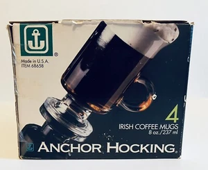 Anchor Hocking Footed Irish Coffee Mugs Clear Glass 8 Oz Set Of 4 Open Box New - Picture 1 of 16