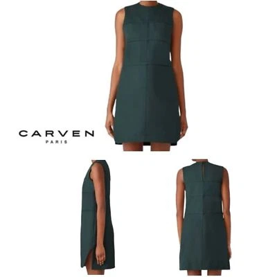 Vestido midi de algodón verde oscuro talla 38 US M | ajuste de estructuras Foto 1 de 4