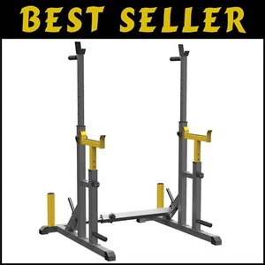 Heavy-Duty Adjustable Squat Rack: Portable Multi-Function Barbell Weight Lifter - Picture 1 of 9