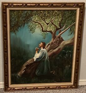 Signed Original Jesus Oil Canvas Framed Painting 