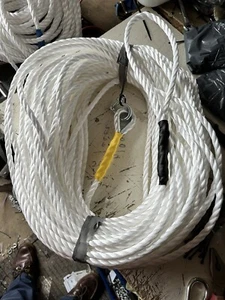 150PIES DE CUERDA DE 10MM BLANCO ANCLAJE BARCO AMARRE CON DEDAL Y GRILLETE DE 10MM - Imagen 1 de 5