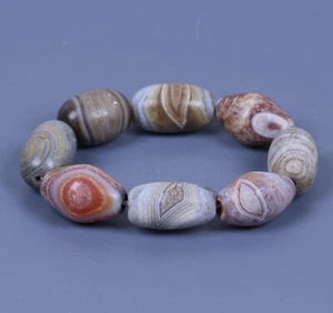 Large Ancient Tibetan Himalayan Agate Stone Dzi Bead with Eye Amulet - Picture 1 of 11