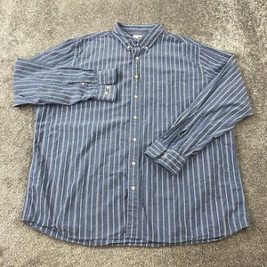 Sonoma Modern Fit Button-Up Shirt Men's Size XXL Blue Long Sleeve Striped Cotton - Picture 1 of 8