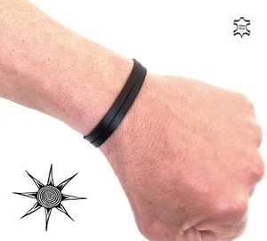 POLSINO BRACCIALE UOMO DONNA VERA PELLE CUOIO SU MISURA 2 RIGHE ARTIGIANALE!! 2R - Foto 1 di 15