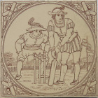 Antique Fireplace Tile "Sports & Games" Cricket Game C1880