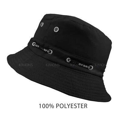 Bucket Hat Cap Cotton Fishing Boonie Brim visor Sun Safari Summer Men Camping BK - Image 1 of 4
