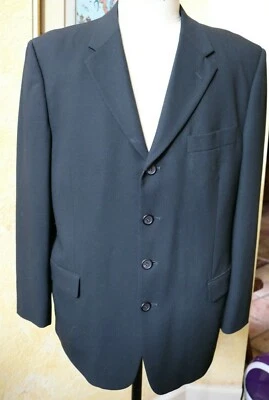 EMANUEL UNGARO 100% 羊毛黑色男式西装外套 COVARRO TAILORED — 第 1/4 张图片