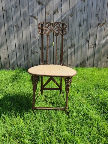 Italian Folding Garden Chair Wrought Iron Art Nouveau Cover