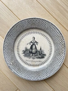 Assiette Parlante en Faïence de Creil St Cricq Casaux Arragon Valence 1840 - Picture 1 of 2