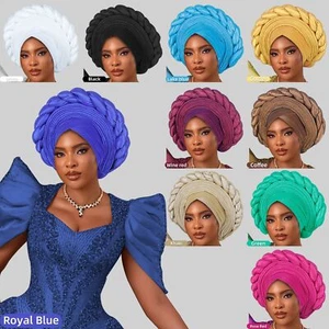 Cappelli africani auto gel cravatta turbante nigeriano cofano copricapo turbante arabo - Foto 1 di 33