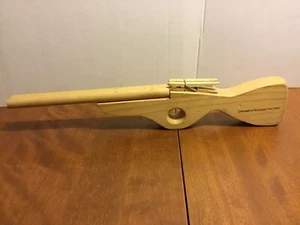 Wooden Rubber Band Double Barrel Rifle Gun Toy 18.5” Long - Picture 1 of 11