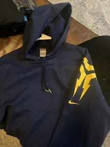 Nike Hoodie Men L Navy Blue /Yellow THERMA-FIT Pullover - Picture 1 of 4
