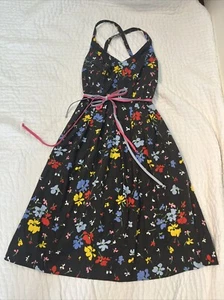 Vintage Lanz Originals 50s Floral Sun Dress Black Cotton Small - Picture 1 of 8