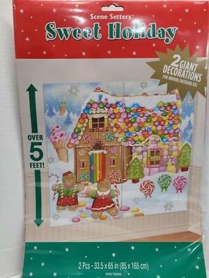 Gingerbread Candy House Wall Scene Setter Christmas Party Decorations 5 Ft Tall - Image 1 of 4