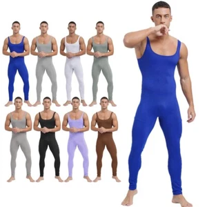 Mens Catsuits Fitness Rompers Loungewear Jumpsuit Jogging Bodysuit Solid Color - Picture 1 of 89