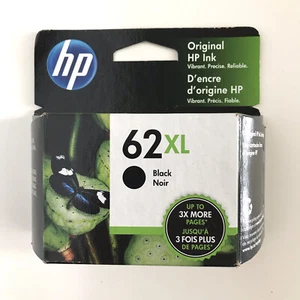 9/2021 Genuine HP 62XL Black Ink Cartridge C2P05AN High Yield OEM Sealed - Picture 1 of 4