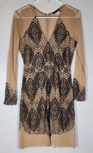 Venus Black & Tan Mesh Dress Women's Size 4 - Picture 1 of 11