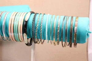 Vintage Bangles Bracelet Lot MultiTone Jewelry 20 Pieces All Wearable **Read** - Picture 1 of 21