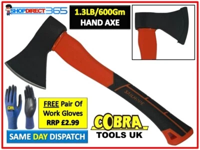 Hand Axe Fibreglass Shaft Handle Log Fire Wood Chopper Camping 1.3LB 600G 23-53 - Image 1 of 4
