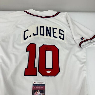 Chipper Jones Rookie Signed Atlanta Braves Russell Game Model Jersey JSA COA - Image 1 of 4