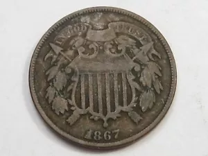 1867 US 2¢ Two Cent Piece. #15 - Picture 1 of 7
