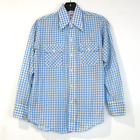 Vintage 70S Levis Shirt Boys Size 16 Yxl Blue Gingham Western Button Up