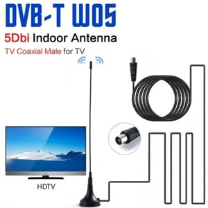 ANTENNA TV portatile 5Dbi DIGITALE TERRESTRE DVB-T2 potente HD mini cavo 1,5m - Foto 1 di 12