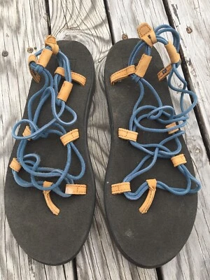 Sandalias para mujer Teva Voya Infinity azules marrones con tiras minimalistas talla 10 Foto 1 de 4