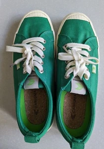 Cariuma Emerald Green Canvas Cork Heel OCA Sneakers Womens Sz 7.5 Organic Cotton - Picture 1 of 7