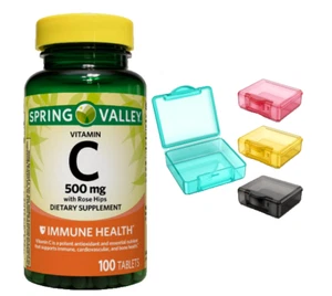 Tabletas de Vitamina C con Rosa Mosqueta, 500 mg, 100 unidades PLUS Mini Pastillero - Imagen 1 de 3