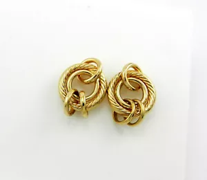 BELLISSIMI ORECCHINI ARTIGIANALI CERCHI IN ORO GIALLO 14K NUOVI CON SCATOLA # J462 - Foto 1 di 3