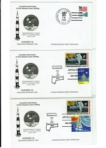 Apollo 11 Huntsville ALABAMA 9 Space Covers Anniversaries 1989 & 1999 !! - Picture 1 of 4